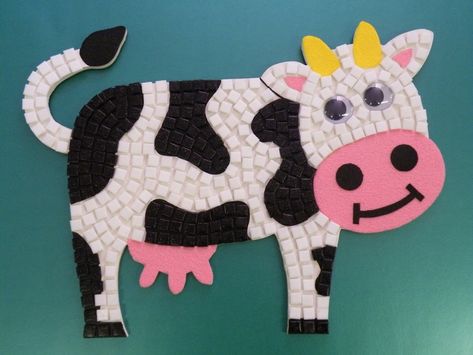 Cow Crafts For Kids, Mosaic Cow, Cow Crafts, Cow Craft, Farm Craft, Mosaic Birds, Mosaic Kit, Happy Birthday Jesus, Preschool Christmas