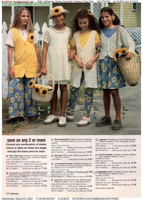 1994 JCPenney Spring Summer Catalog, Page 544 - Catalogs & Wishbooks 90s Lookbook, 90s Kids Fashion, Kids Catalogs, Vintage Girls Clothes, 90s Stuff, 90’s Outfits, Historical Clothes, 80s Fashion Trends, Preteen Fashion