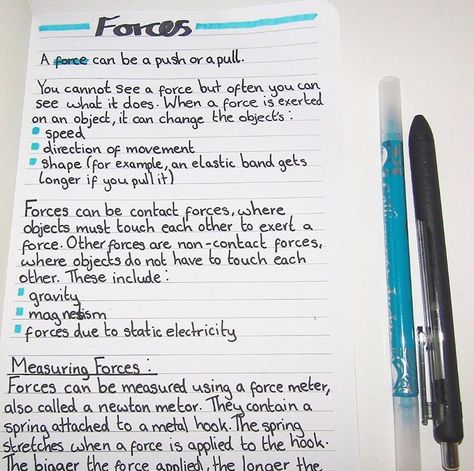 Some notes I made on forces Forces Notes Physics, Physics Notes Forces, Force And Motion Notes, Forces Physics Notes, Physics Forces Notes, Force And Pressure Notes, Force Notes, Highschool Notes, Forces Science