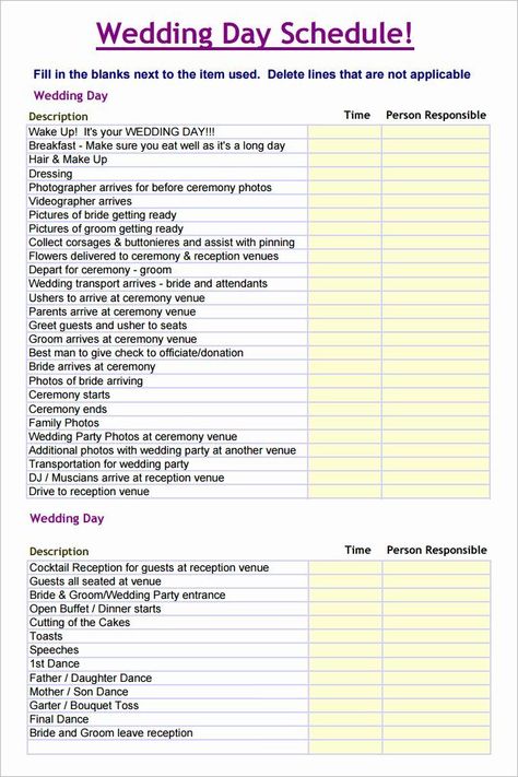 Wedding Day Timeline Template, Wedding Timeline Template, Wedding Day Schedule, Wedding Schedule, Wedding Planning Timeline, Day Schedule, Free Word, Itinerary Template, Planning Checklist