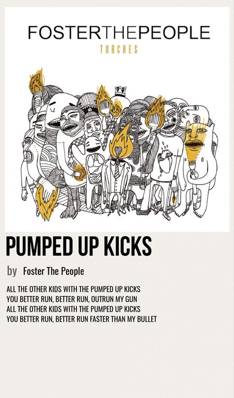 minimal poster of the song pumped up kicks by foster the people Pumped Up Kicks Poster, Music Polaroid, Music Suggestions, Minimalist Music, Song Covers, Foster The People, Playlist Spotify, Vintage Music Posters, Pumped Up Kicks