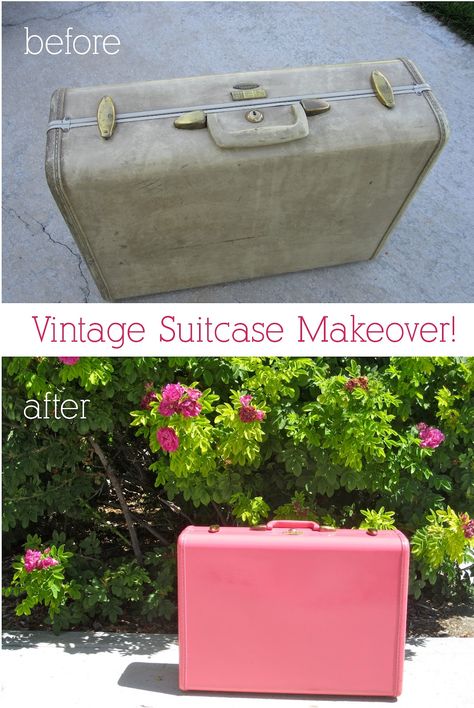 Diy Vintage Suitcase, Suitcase Makeover, Vintage Suitcase Decor, Painted Suitcase, Sewing Organizer, Suitcase Decor, Emma Woods, Diy Suitcase, Vintage Train Case