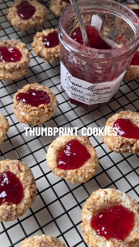 Strawberry Pretzel Thumbprint Cookies, Thumb Prints Cookies, Kaufman's Thumbprint Cookies, Strawberry Thumbprint Cookies, Creamy Pie, Strawberry Pretzel, Thumbprint Cookies Recipe, Strawberry Compote, Strawberry Jelly