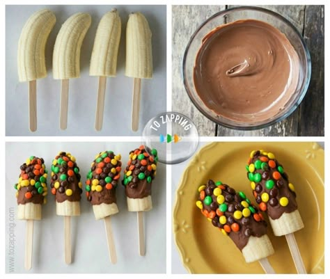 Recetas de cocina fácil y paso a paso de las recetas realizadas en Tozapping.com Frozen Banana Pops, Banana Popsicles, Frozen Yogurt Bites, Banana Pops, Yogurt Bites, Berbuka Puasa, Quick Snacks, Chocolate Banana, Chocolate Dipped