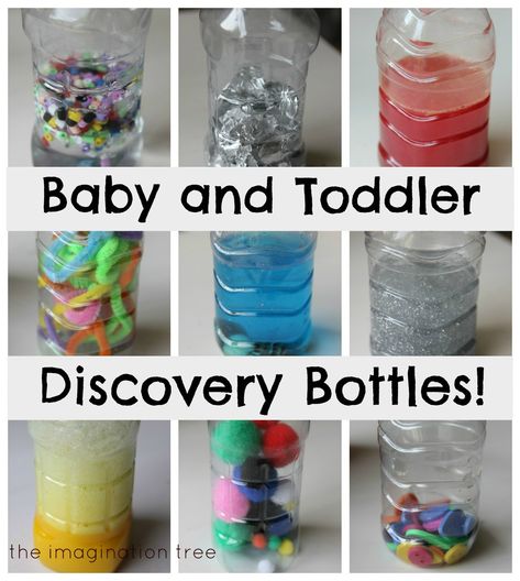 Baby Sensory Play: Discovery Bottles Baby Zintuiglijk, Discovery Bottles, Imagination Tree, Baby Sensory Play, Toddler Sensory, Sensory Bottles, Toddler Play, Toddler Fun, Baby Sensory