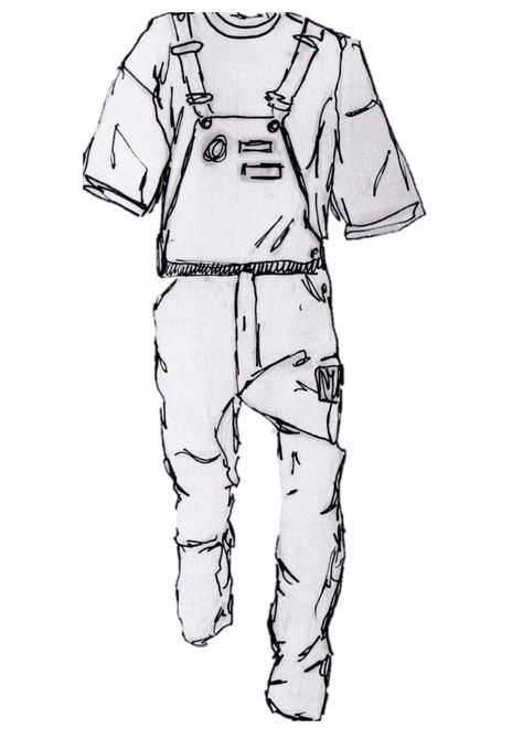 sketch of dungarees done by me, removed feet, arms etc Dungarees Drawing, Overalls Sketch, Visual Essay, Multimedia Design, Silhouette Sketch, Flat Drawings, Overall Outfit, Fashion Silhouette, Player One