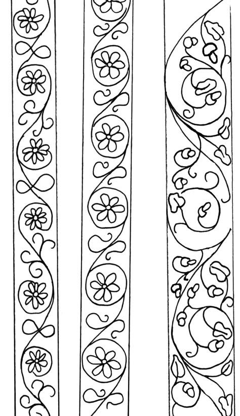 Embroidery pattern Medieval Embroidery, Doodle Borders, Blackwork Embroidery, Hearts And Flowers, Free Motion Quilting, Embroidery Inspiration, Art Journals, Flowers And Leaves, Machine Quilting