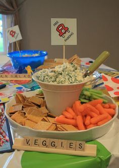 Board Game Night Party, Scrabble Party, Monopoly Birthday, Family Game Night Food, Family Game Night Basket, Family Game Night Party, Game Night Decorations, Veggie Display, Kids Game Night