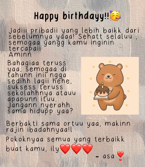 Happy Birthday Pict Bulol, Kata Happy Birthday Aesthetic, Ucapan Hbd Untuk Bestie, Ucapan Happy Birthday Aesthetic, 45 Birthday, Happy Birthday Bestie, Birthday Text, Girl Birthday Themes