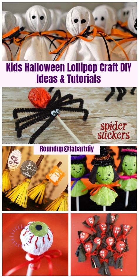 Kids Halloween Lollipop Craft DIY Ideas & Tutorials Halloween Candy Crafts, Craft Diy Ideas, Lollipop Craft, Halloween Lollipop, Halloween School Treats, Halloween Class Party, Dulces Halloween, Halloween Treats For Kids, Fun Halloween Crafts