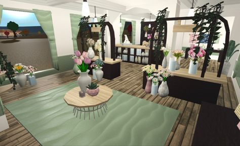 #bloxburg #bloxburgbuild Flower House Bloxburg, Flower Shop Bloxburg Interior, Bloxburg Flower Shop Ideas Interior, Flower Shop Bloxburg Decals, Bloxburg Flower Shop Ideas, Flower Shop Bloxburg, Bloxburg Flower Shop, Bloxburg Business, Floral Shops