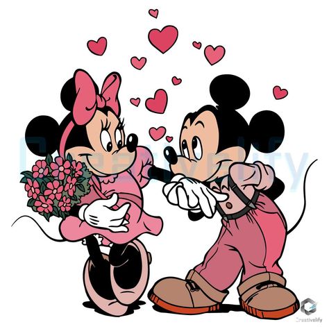 Love Mickey and Minnie SVG Valentine's Day File Mickey Minnie Love, Happy Mom Day, Mickey And Minnie Love, Valentine Svg Files, Disney Inspired Wedding, Happy Mommy, Disney Valentines, Valentines Day Svg, Svg Disney