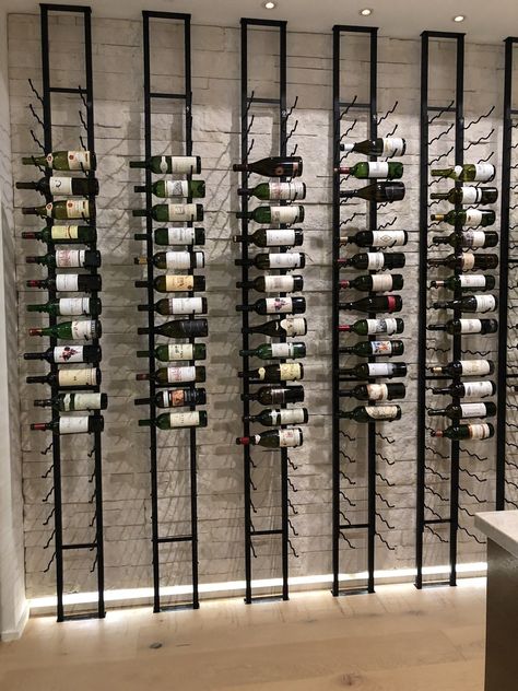 Wine Wall Display, Glass Wine Cellar, Home Wine Cellars, Wine Wall, Cigars And Whiskey, Wine Store, Bar Design Restaurant, Basement Bar, Liquor Store