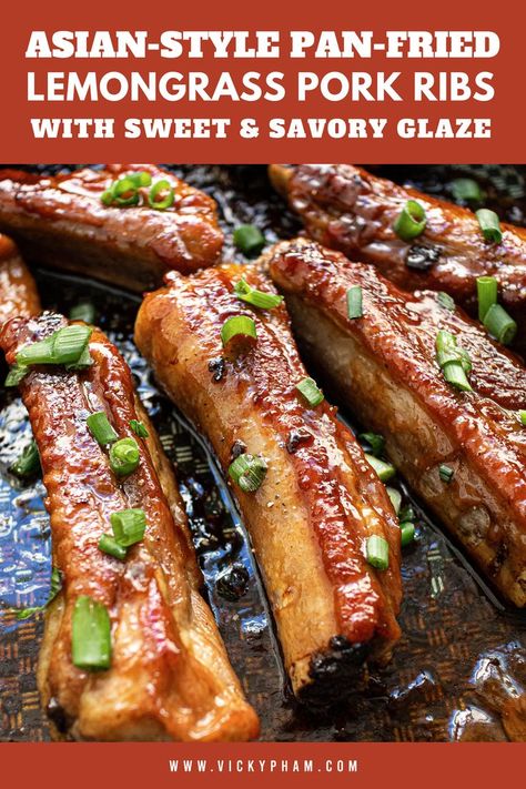 Large pieces of sweet and savory pork ribs coated in an umami-packed glaze. This super-simple pork rib recipe has the same great flavor as traditional Vietnamese caramelized pork ribs, but takes fewer steps. Vietnamese Ribs Recipe, Vietnamese Spare Ribs Recipe, Vietnamese Pork Ribs Recipe, Asian Spare Ribs Recipe, Asian Ribs Recipe, Pork Rib Recipe, Lemongrass Pork, Caramelized Pork, Easy Vietnamese Recipes