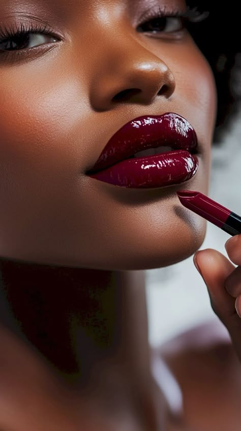 Easy Lip Makeup, Cola Lips, Lip Ideas, Black Hair Makeup, Cherry Lipstick, Competition Makeup, Light Skin Makeup, Mac Lipstick Shades, Plum Lipstick