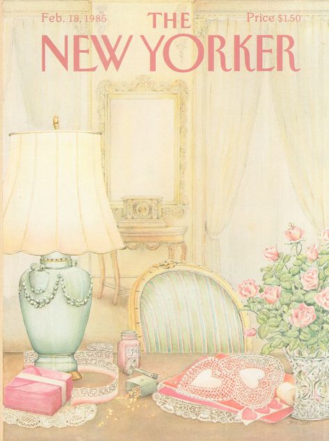 The New Yorker February 18, 1985 Issue | The New Yorker Beautiful Magazine Covers, New Yorker Poster Prints, Vintage Gallery Wall Prints, Vintage Pink Pictures, Poster For Bedroom Wall Art, Wall Print Pink, College Dorm Wall Prints, Books Posters Aesthetic, The New Yorker Print