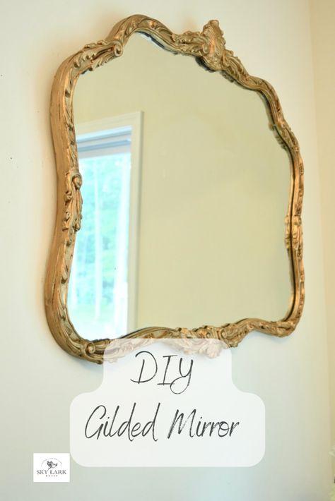 Using liquid leaf gold paint can given an old mirror new life. Learn how to DIY a gilded mirror using simple supplies. Diy Gilded Mirror, Rub And Buff, Painting Mirror, Mirror Paint, Gold Framed Mirror, Thrift Store Decor, Gilded Mirror, Diy Dining Room, Easy Diy Decor