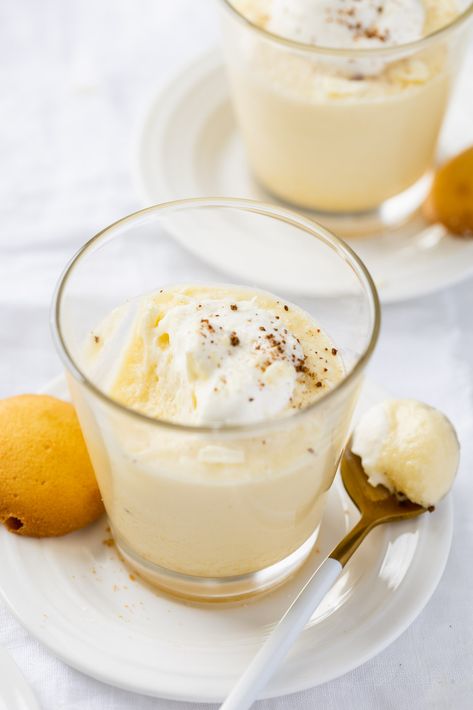 White Chocolate Eggnog Mousse | Olive & Mango Eggnog Mousse, Chocolate Eggnog, Easy Christmas Dessert, Classic Eggnog, White Chocolate Desserts, Gluten Free Holiday Recipes, Holiday Baking Christmas, Lavender Ice Cream, Christmas Desserts Easy