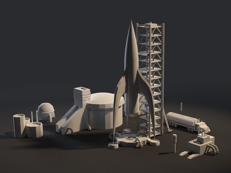 . Rocket Launch Pad, Rockets Game, Space Stuff, Rocket Launch, Launch Pad, Space Rocket, Space Station, Low Poly, Rocket