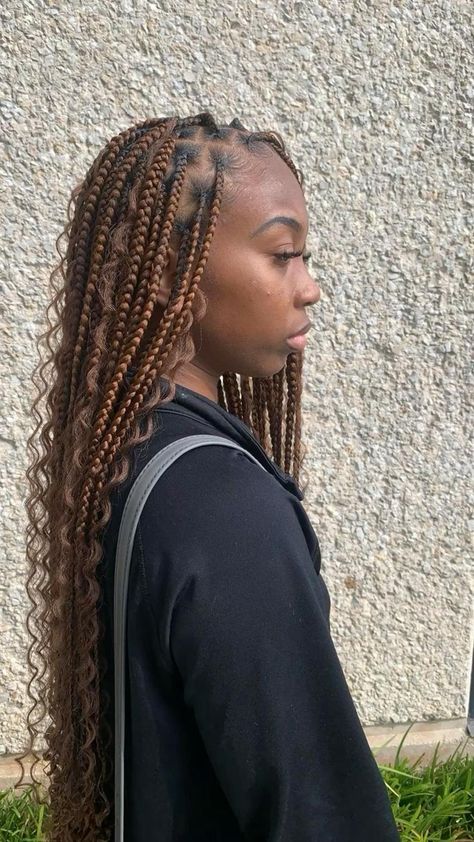 Bohemian Knotless Braids With Blonde, Goodness Braids, Bohemian Knotless Braids With Color, Medium Bohemian Knotless Braids, Boho Knotless Braids With Color, Bohemian Knotless Braids, Bohemian Knotless, Braided Hairstyles For Black Women Cornrows, Protective Hair