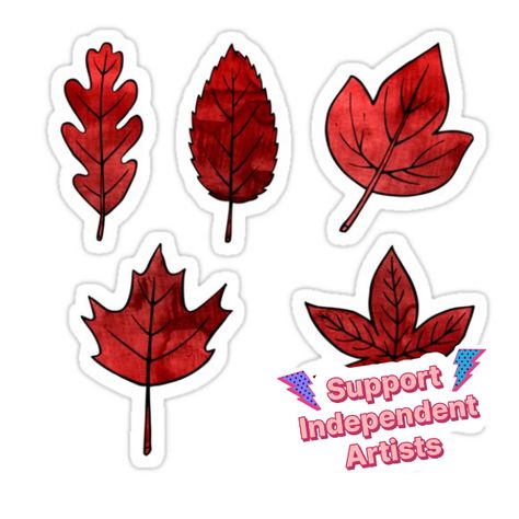 Decorate laptops, Hydro Flasks, cars and more with removable kiss-cut, vinyl decal stickers. Glossy, matte, and transparent options in various sizes. Super durable and water-resistant. The leaves are turning red... some autumn leaf stickers for your scrapbook or bullet journal! Red Design For Scrapbook, Aesthetic Leaf, Leaves Stickers, Red Stickers, Red Journal, Leaf Sticker, Fall Stickers, Red Autumn, Tumblr Stickers