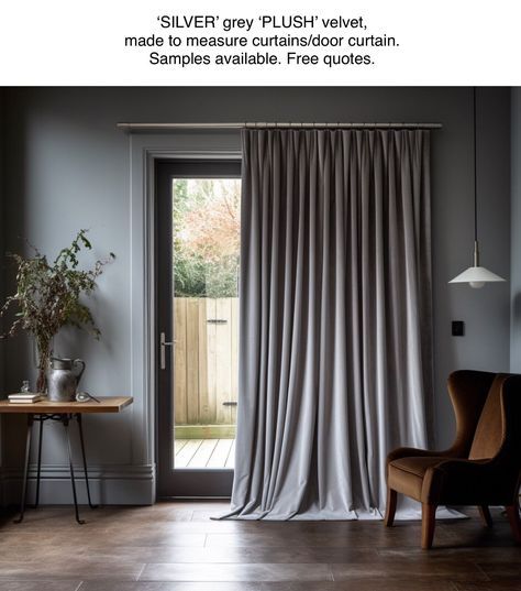 FABRIC SAMPLE. GREY OR BLACK VELVET FOR MADE TO MEASURE THERMAL DOOR CURTAIN Dunelm Door Curtain, Door Curtain Thermal, Deep Purple Velvet Curtains, Black Velvet Curtains Overstock, Goth Room Curtains & Drapes, Black Velvet Fabric, Custom Made Curtains, Grey Curtains, Black Curtains