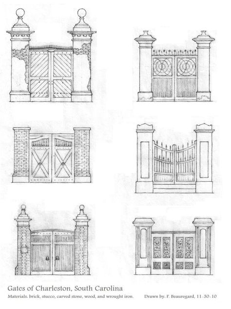 Gates of Charleston by ~Built4ever on deviantART Architecture Drawing Art, Charleston South Carolina, Architecture Sketch, The Garage, Historical Architecture, Gate Design, Architecture Fashion, Reference Photos, Architectural Elements