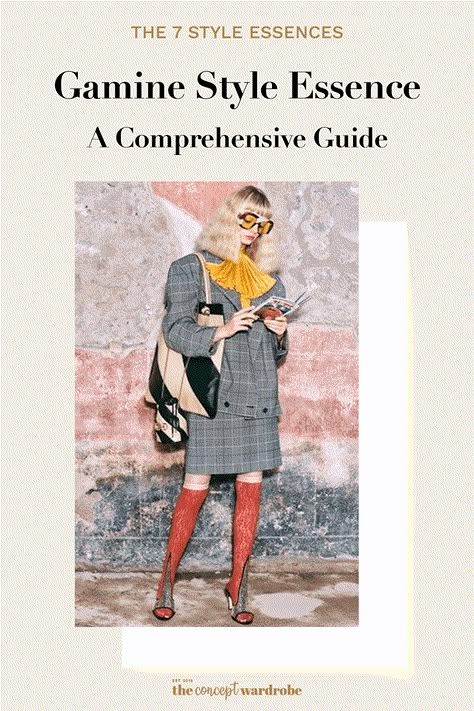 Gamine Style Essence: A Comprehensive Guide Natural Gamine Essence, Natural Essence Outfits, Natural Gamine Style, Elegant Dirtbag, Flamboyant Gamine Outfits, Dirtbag Aesthetic, Gamine Essence, The Concept Wardrobe, Gamine Outfits