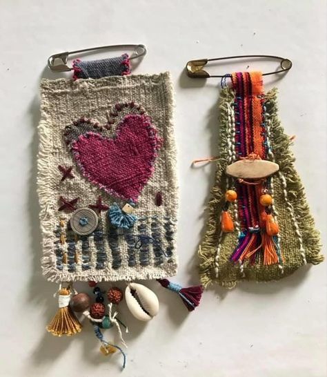 This and That Friday! It’s Fiber Jewelry, Mostly! | Designs by Heidi Kantha Cloth, Artist Trading Card, Fiber Art Jewelry, Textile Art Embroidery, Fabric Brooch, Fiber Jewelry, Textile Jewelry, Fabric Projects, Fabric Jewelry