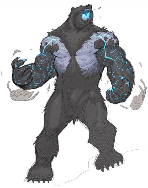 Werebear Dnd, Hyena Monster, Werebear Character Design, Beast Character Design, Gorilla Monster, Monster Artwork, Image Spiderman, Super Powers Art, Dungeons And Dragons Classes