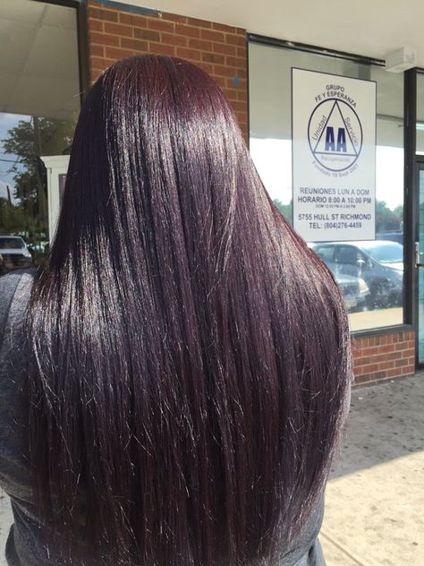 Rich Caviar Hair Color, Plum Black Hair Color, Black Cherry Hair Color Asian, Black Amethyst Hair Color, Black Plum Hair Color Deep Purple, Permanent Hair Dye Colors, Black Cherry Hair Color, Black Cherry Hair, Cherry Hair Colors