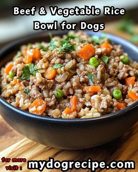 Beef And Rice Dog Food Recipes, Venison Dog Food Recipe, Ground Beef Dog Food Recipes, Dog Food Recipes Beef, Vegetable Rice Bowl, Food Recipes Beef, Venison Dog Food, Dog Food Recipes Crockpot, Vegetable Rice