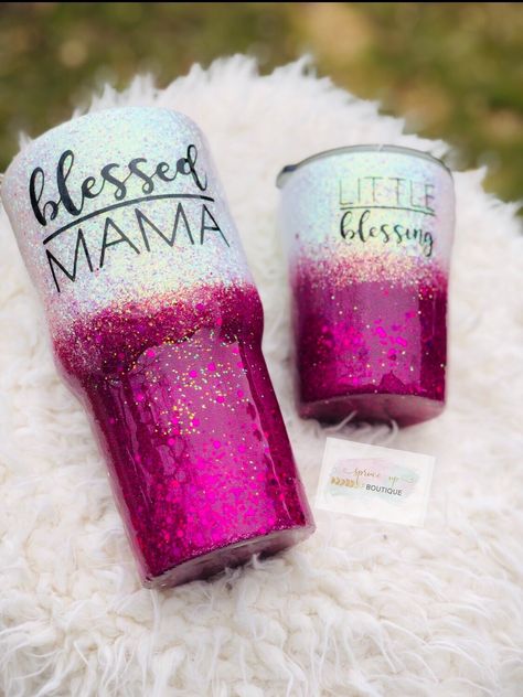 Mama Tumblers, Mom Tumbler Ideas, Mama Tumbler Ideas, Mom Tumbler Cups, Mama Tumbler Cups, Mommy And Me Cups, Mommy And Me Tumblers, Mama Epoxy Tumbler, Mom Glitter Tumbler