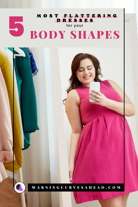 The Five Most Flattering Dresses For Your Body Shapes Plus Size Body Shapes, Flattering Dress, Plus Sized, Best Outfits, Flattering Dresses, Body Shape, Favorite Dress, Curvy Fashion, Small Bust