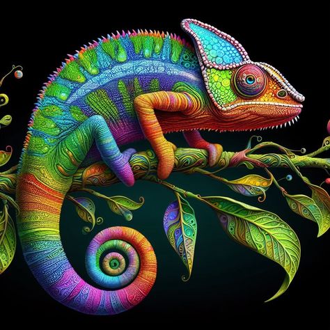 Chameleon Drawing Realistic, Chameleon Photography, Chameleon Illustration, Chameleon Drawing, Chameleon Painting, Sage Healing, Exotic Animals Art, Uv Photography, Colorful Chameleon