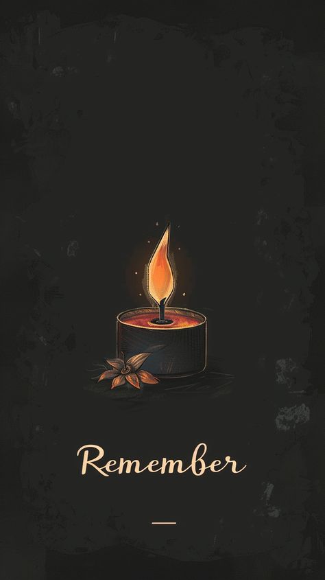 Illustration of Burning Black Candle with "Remember" Text Peace Messages, Candle Illustration, Inspirational Digital Art, Candle Burning, Photography Movies, Black Candle, Candle Aesthetic, Photo Candles, Construction Toy