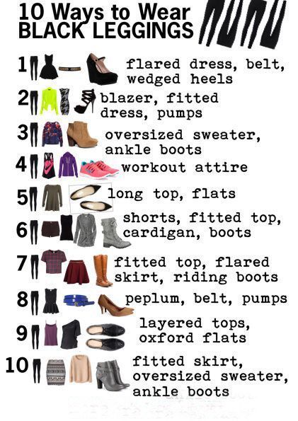 Ways To Wear Black Leggings, How To Have Style, 10 Ways To Wear, Style Chart, Mode Tips, Quoi Porter, Workout Attire, Minimal Chic, Looks Style