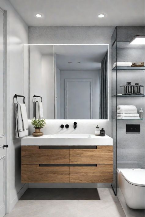 Discover how floating shelves can provide a versatile and affordable solution for storage in your tiny bathroom. Learn how to choose the right materials and style them for maximum impact. Floating Vanity Storage Ideas, Small Bathroom Vanity Ideas, Diy Bathroom Vanity Makeover, Antique Bathroom Vanity, Small Bathroom Remodel Designs, Vanity Makeover, Floating Bathroom Vanities, Bathroom Vanity Makeover, Diy Bathroom Vanity