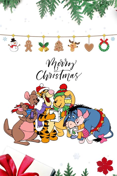 Christmas Winnie The Pooh Wallpaper Iphone, Disney Christmas Card Ideas, Winnie The Pooh Christmas Nails, Winnie The Pooh Christmas Wallpapers, Pooh Silhouette, Winnie The Pooh Winter, Merry Christmas Disney, Winnie The Pooh Background, Pooh Christmas