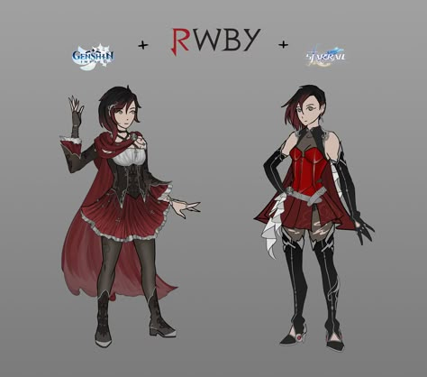 ArtStation - RWBY in Genshin x Honkai - Ruby Rose Genshin X Honkai, Rwby Zwei, Youtube Planning, Rwby Team, Rwby Cinder, Rwby Ruby Rose, Ruby Rose Rwby, Rwby Rose, Rwby Funny