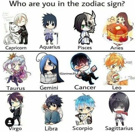 Anime Scenarios, Anime Horoscope, Zodiac Signs Pictures, Zodiac Sign Fashion, Zodiac Characters, Anime Zodiac, Zodiac Signs Capricorn, Zodiac Signs Pisces, Zodiac Signs Leo