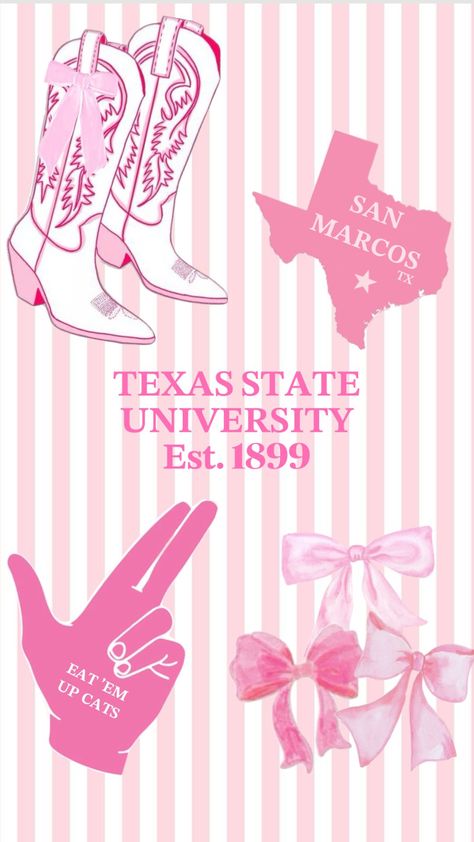 Texas State University Outfit Campus, College Goals, Texas College, University Aesthetic, College Walls, College Diy, Western Wallpaper, Texas State University, College Apartment Decor