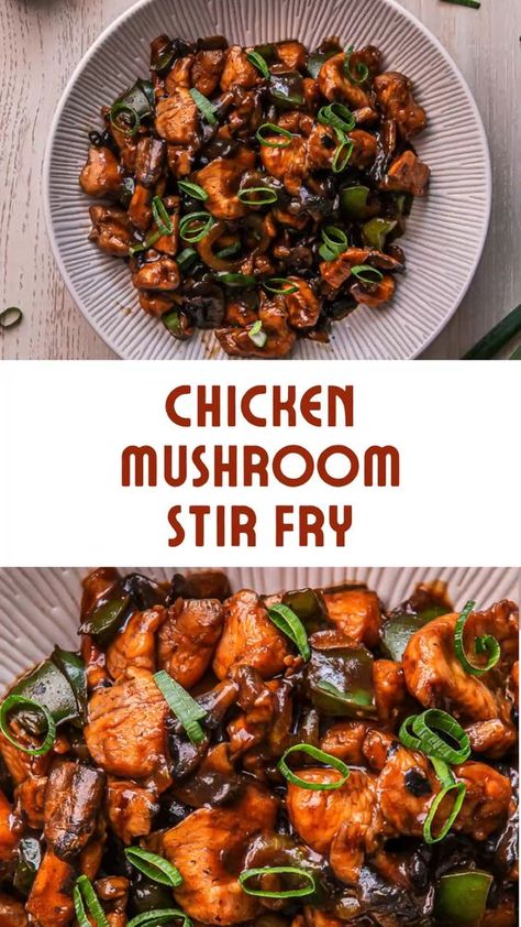 Chicken Mushroom Stir Fry recipe is a delicious stir fry that is quick to make and includes a wonderful savory brown sauce. Made with tender chicken, mushroom, and veggies. Simple weeknight dinner ready in 20 minutes and flavorful than your takeaway delivery! Chicken And Mushroom Stir Fry Recipes, Asian Chicken Mushroom Recipes, Chicken Mushroom Stir Fry, Keto Chinese, Man Recipes, Liberian Food, Flexitarian Recipes, Romantic Breakfast, Mushroom Stir Fry