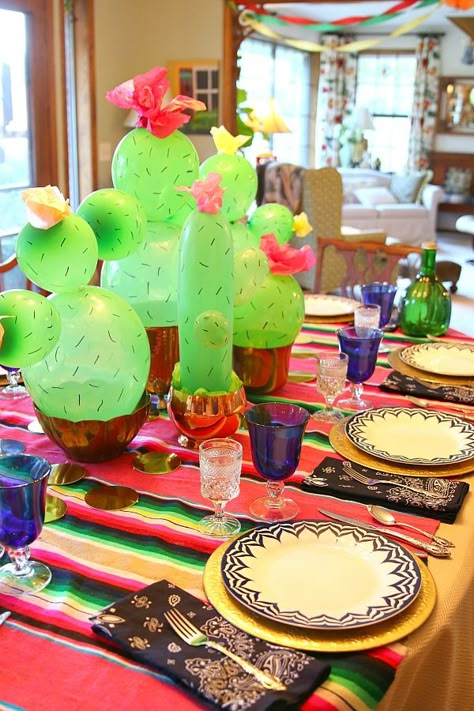 Cactus Centerpiece, Dinner Tablescape, Dimples And Tangles, Mexican Baby Shower, Mexican Birthday Parties, Deco Ballon, Mexican Fiesta Party, Fiesta Birthday Party, Mexican Birthday