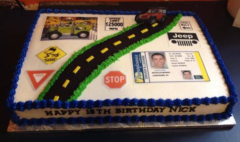 New Driver Cake Speed Limit 16 Cake, License Cake Ideas, Driver License Cake, New Driver Kit Sweet 16, Boys 16th Birthday Cake, Driving Cake Sweet 16, Boy 16th Birthday, Sweet 16 Party Decorations, Pinterest Cake