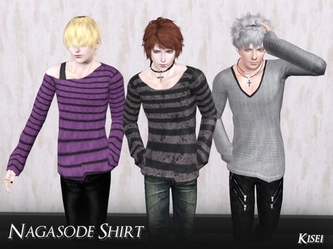 athem2310's Nagasode Shirt - Kisei Sims 3 Clothing, Sims 3 Cc Clothes, Sims 3 Cc, Emo Shirts, Sims 3 Cc Finds, Sims 3 Mods, Nude Tops, Alt Clothes, Mens Top