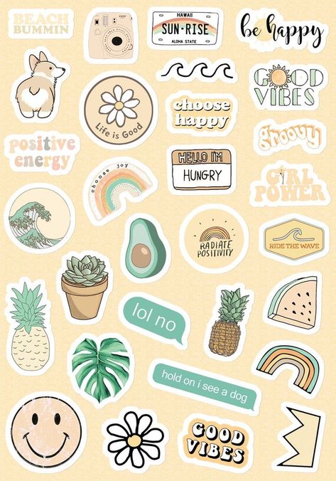 Plakat Design Inspiration, Yellow Funny, Girls Stickers, Stickers Cool, Preppy Stickers, طابع بريدي, Homemade Stickers, Cute Laptop Stickers, Tumblr Stickers