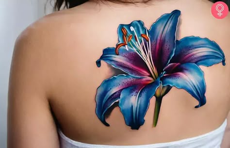 Top 8 Beautiful Stargazer Lily Tattoo Ideas And Designs Stargaze Lily Tattoo, Tiger Lily Tattoo Color, Flower Tattoo Lilies, Star Gazer Lilly Tattoos, Blue Lily Tattoo, Fire Lily Tattoo, Lily Chest Tattoo, Lily Flower Tattoos Sleeve, Lilly Tattoo For Women