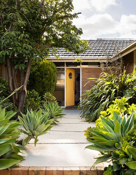 A Dessert-Inspired ‘60s Home Makeover By Wowowa! 60s Home, Brick Columns, Brick Siding, 1960s Home, Glazed Brick, Agricultural Buildings, Melbourne House, Australian Architecture, Storey Homes