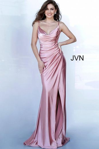 Simple Prom Dress, Trumpet Dress, Trumpet Skirt, Jovani Dresses, Satin Prom Dress, Ruched Bodice, Cowl Neckline, Long Gown, Evening Dresses Prom